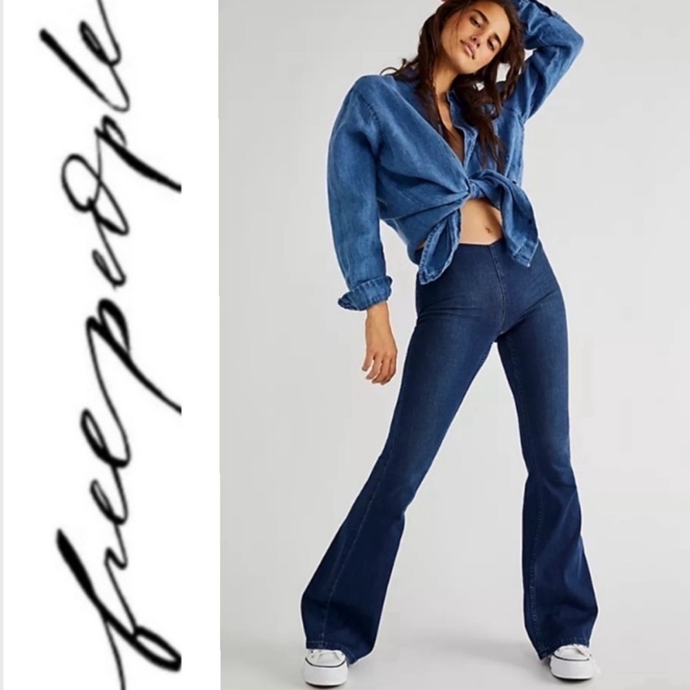 We The Free/Free People Penny Pull On Flair Jeans size 30 Boho Coastal Cowgirl - Picture 1 of 16